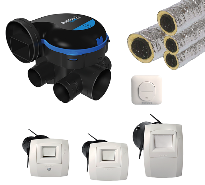 KIT EASYHOME HYGRO PREMIUM MW avec bouton poussoir pour bouche cuisine et gaines