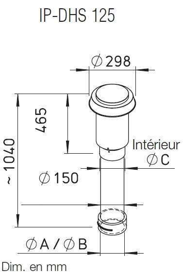 Chapeau toiture avec conduit Helios IP DHS 125 3541