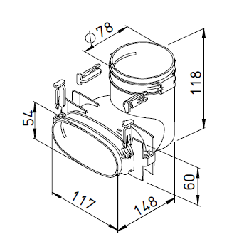 FlexPipe® FRS-ÜG 51-75 HELIOS VENTILATEURS Raccord mixte droit 51x114 / ⌀75 3861