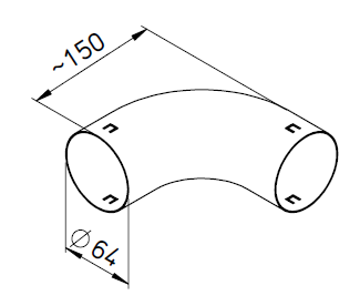 Coude à petit rayon 90° pour conduit FRS⌀63 