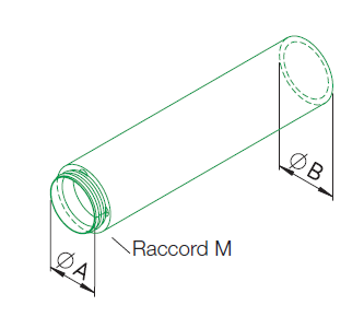 2m Conduit droit ⌀180 + raccord Mâle 9448 helios