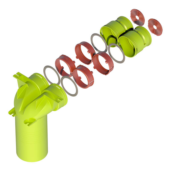 Kit plenum terminal coudé 90° D125 2xD90 mm AE48C Air Excellent 188568 ubbink