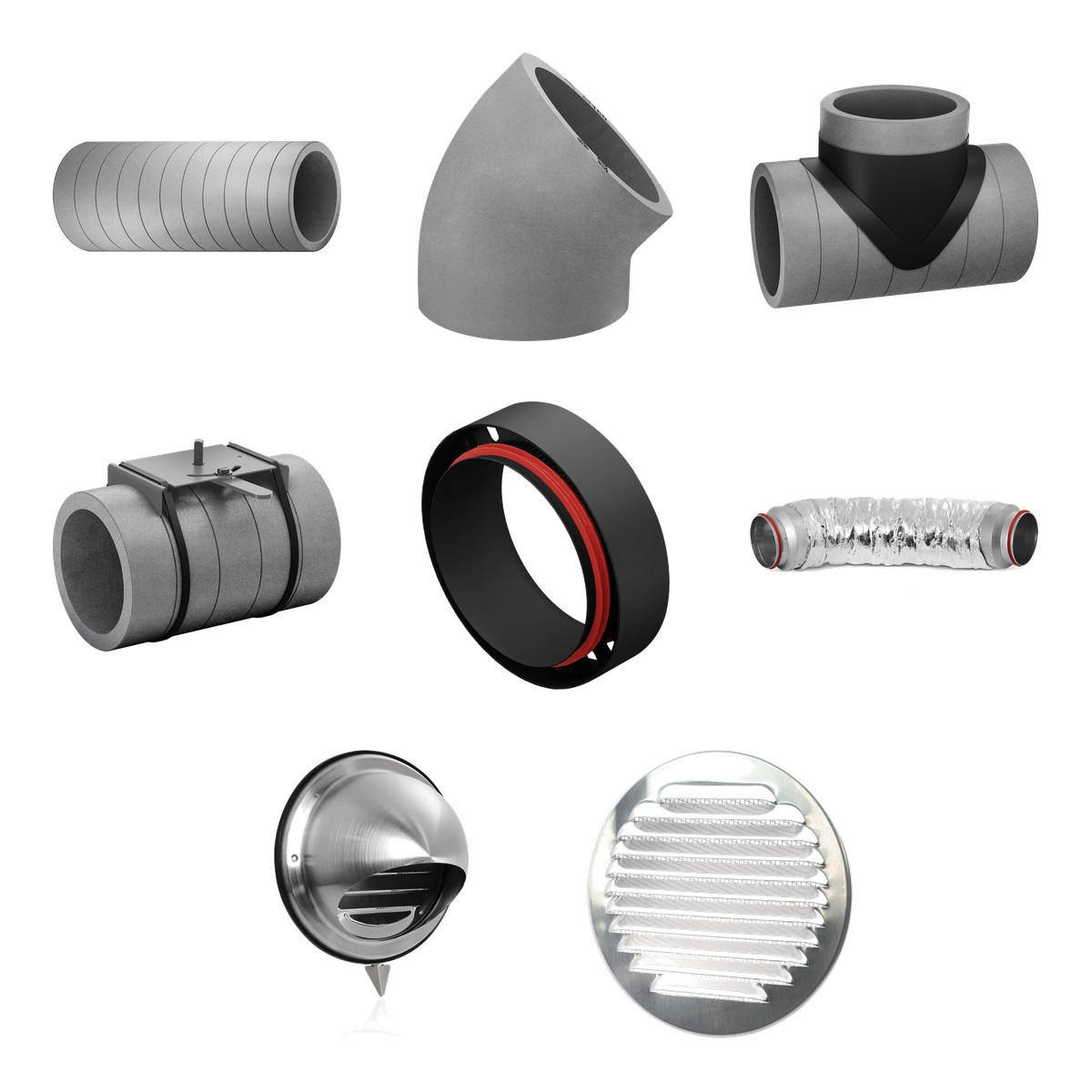 Réseau isolé EPS D125 mm et accessoires Aria Aduro HEATPEX