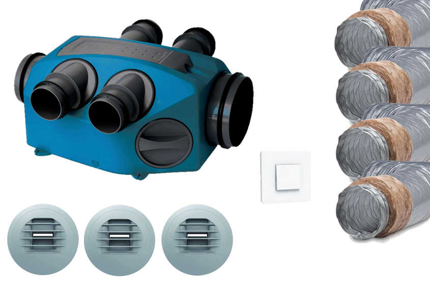 Kit VMC INFINITY avec bouton poussoir pour bouche cuisine et gaines