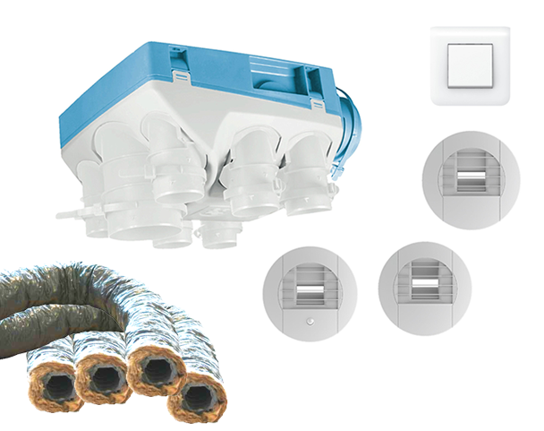 Kit OZEO ECOWATT 2 avec bouton poussoir pour bouche cuisine et gaines