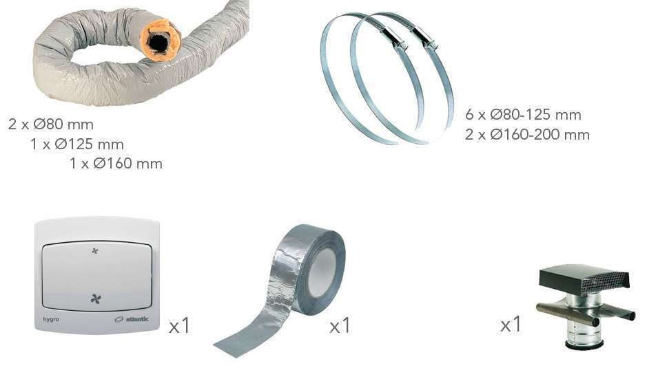 Pack accessoires pour VMC auto Prise toiture tuile -