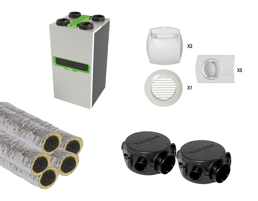 VMC double flux compatible hygro et auto. Moteur haut rendement