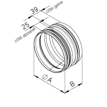 Raccord mâle galva avec joint D125 3414 h