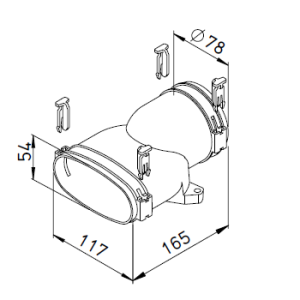 FlexPipe® FRS-ÜG 51-75 HELIOS VENTILATEURS Raccord mixte droit 51x114 / ⌀75