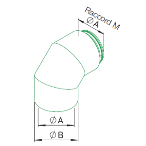 Coude 90° ⌀180 + raccord Mâle 9452 helios