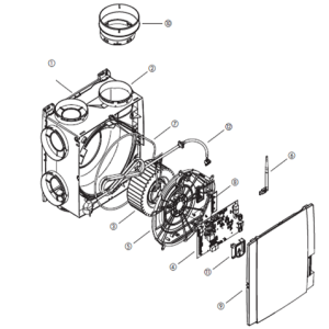 Ventilateur ③ sur plaque moteur V2 ⑤