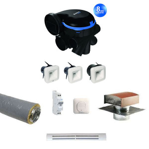 Pack personnalisable VMC simple flux hygroréglable EasyHOME HYGRO conduit souple isolé renforcé avec BDH Aldes