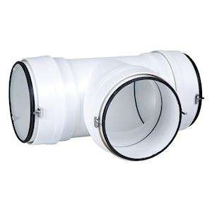Té 90° horizontal circulaire ⌀125 plastique à joints 