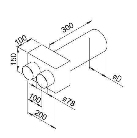 Plénum terminal droit 2x75/125 