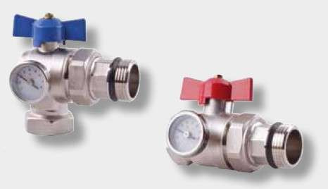 2 vannes droites chromées avec thermomètre