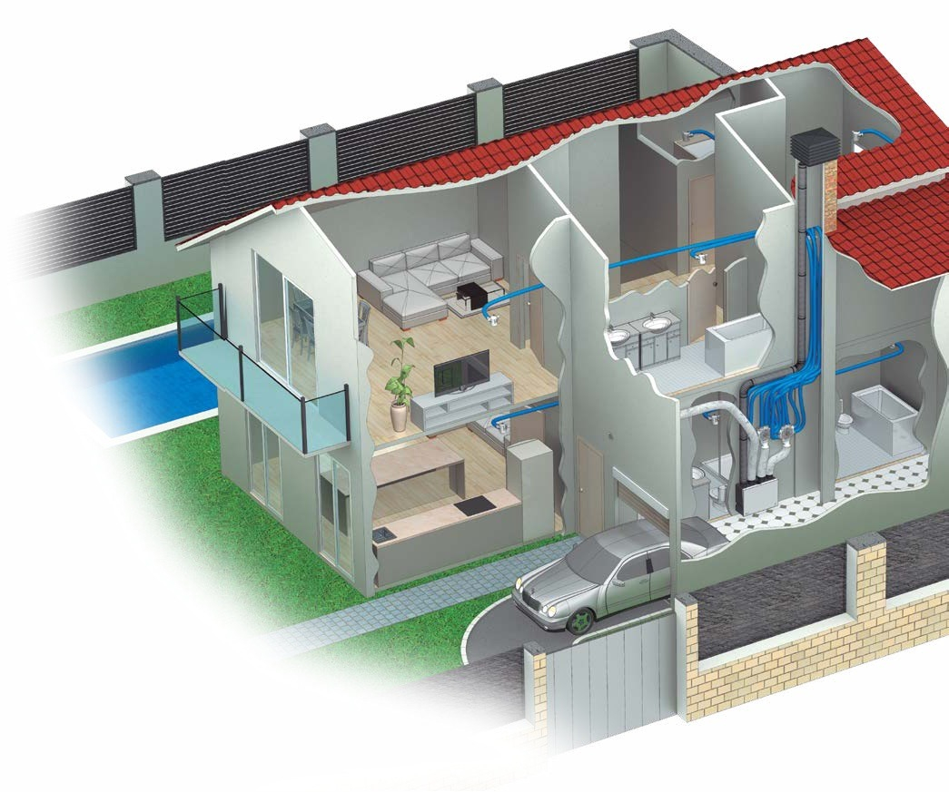 Réseau de ventilation double flux HOUSE en maison individuelle