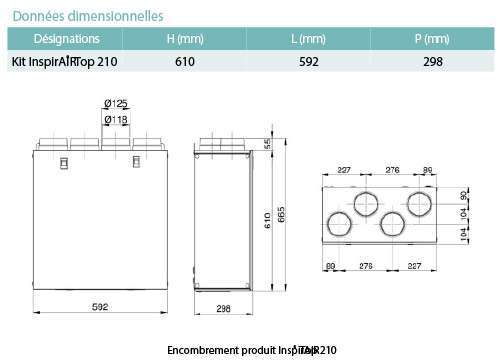 dimension encombrement inspirair top 210 aldes 11027120