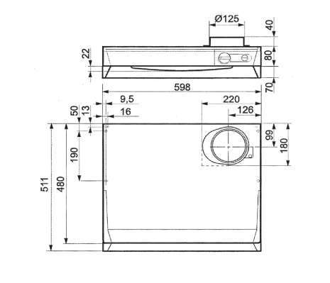 schéma dimensions hotte de cuisine futurum anjos réf.2926
