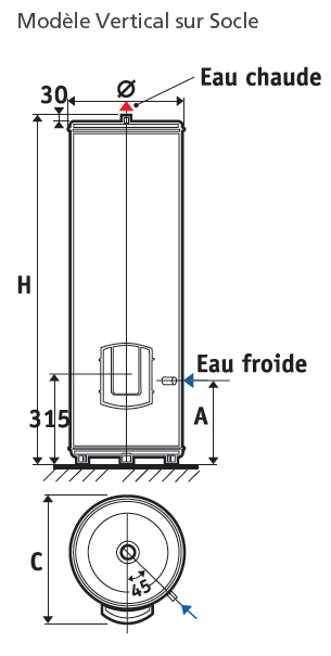 chauffeo plus vertical socle dimensions atlantic