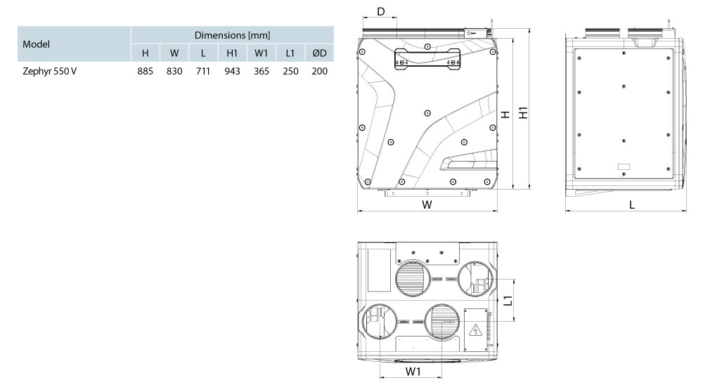 dimensions vmc double flux zephyr 550 v econoprime