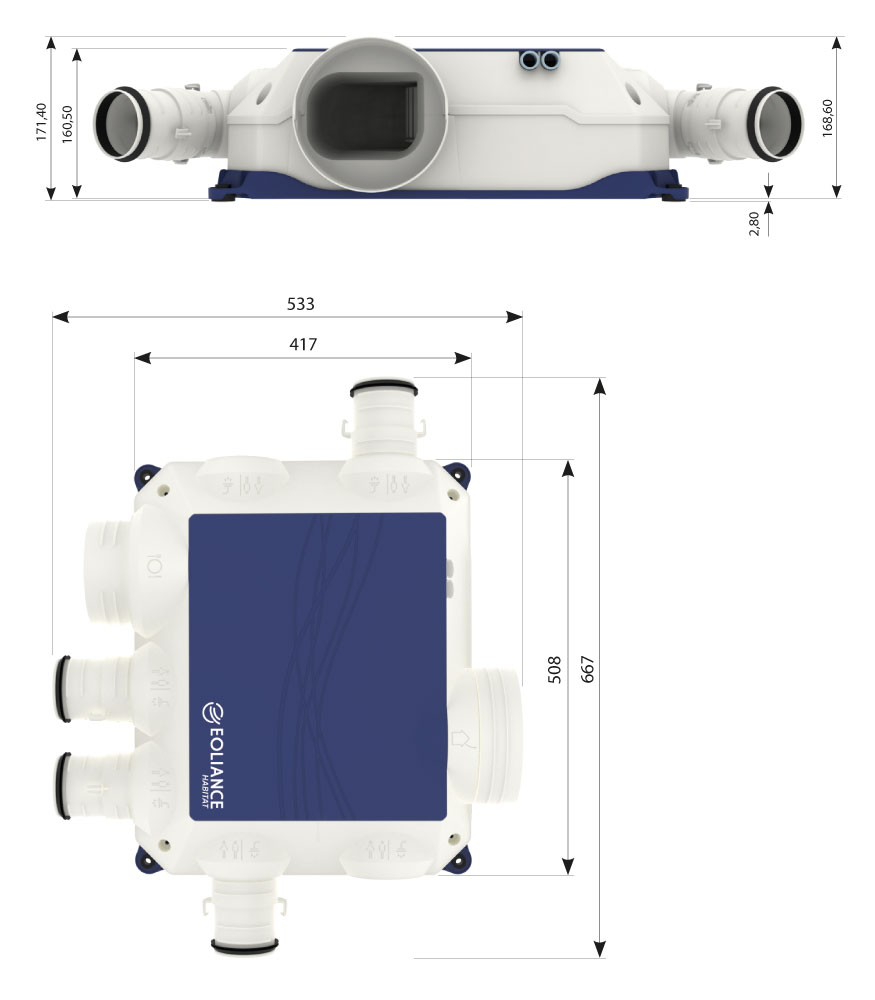 dimensions evolis bc vmc simple flux hygroreglable eoliance