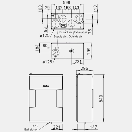 kwl ec 170 dimensions