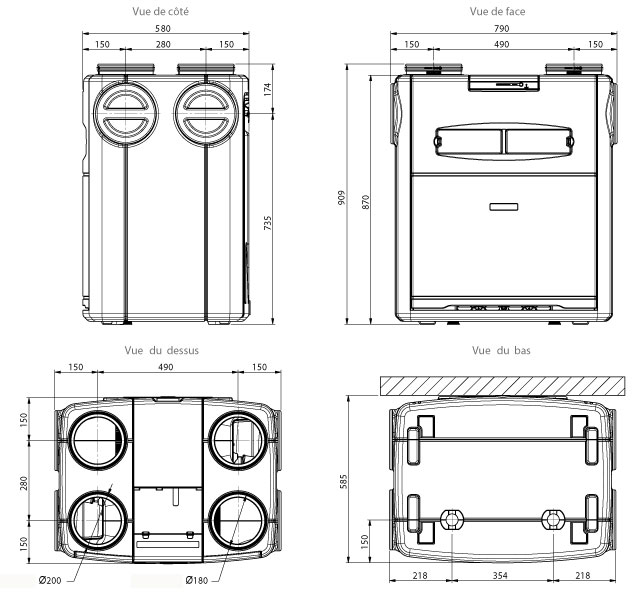 dimensions vmc double flux flux wall renson