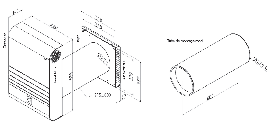 comfoair 70 zehnder dimensions